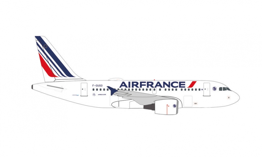 Herpa 535779 - Air France Airbus A318 - 2021 livery – F-GUGO