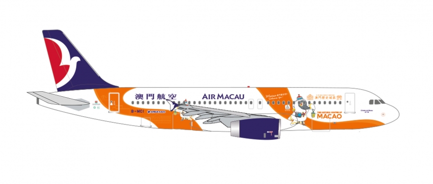Herpa 536042 - Air Macau Airbus A320 “Macau welcomes you” – B-MCI “Cidade de Macau”