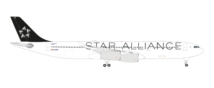 Herpa 536851 - Lufthansa Airbus A340-300 "Star Alliance" – D-AIGW "Gladbeck" - 1:500