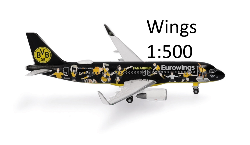 Herpa 536981 - Eurowings Airbus A320 "BVB Fanairbus" – D-AEWM - 1:500
