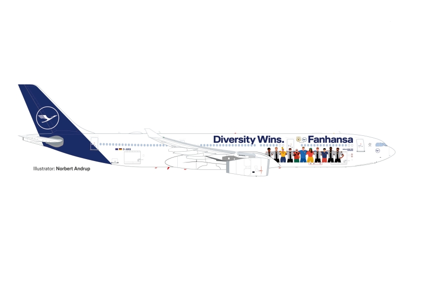 Herpa 537216 - Lufthansa A330 Fanhansa – Diversity Wins - D-AIKQ - 1:500