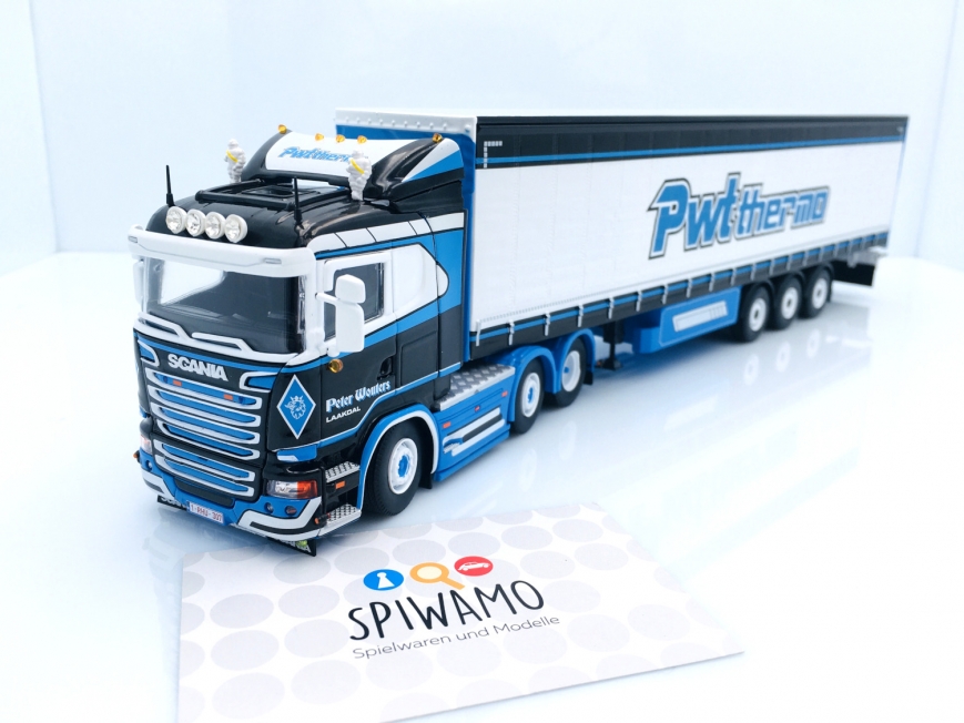 Tekno 81487 - Scania R-Serie Streamline mit 3-Achs-Curtainsider-Sattelauflieger - Peter Wouters, PWT-Thermo