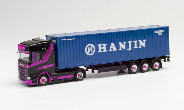 Herpa 313155 - Scania CS 20 HD 40 ft. HC Container-Sattelzug „Hart/Hanjin“ (Niederlande/Burgh-Haamstede)