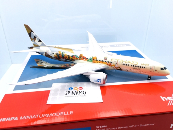 Herpa 571340 - Etihad Boeing 787-9 Dreamliner “Choose the USA” – A6-BLE