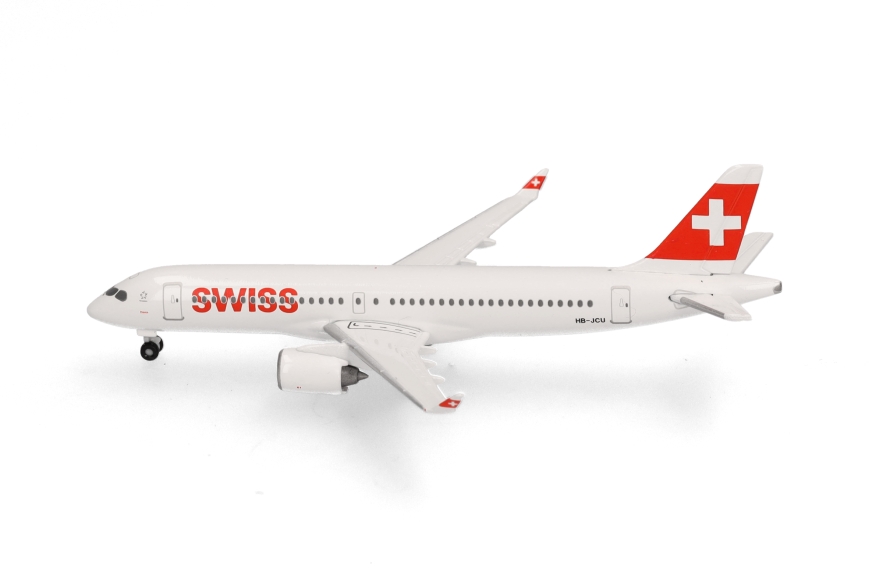 Herpa 532877-001 - Swiss International Air Lines Airbus A220-300 – HB-JCU “Davos” - 1:500