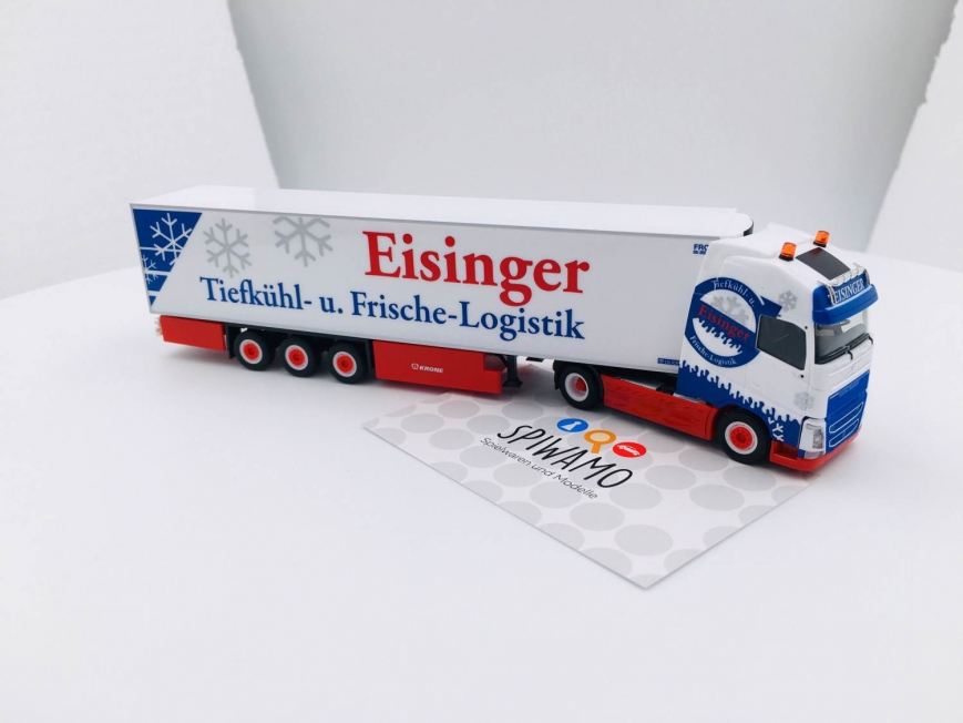Herpa 313025 - Volvo FH Gl. XL Kühlkoffer-Sattelzug „Eisinger Kühltransporte“ Hessen/Elz)