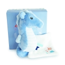 Doudou DC3653 - Seepferdchen mit Schmusetuch, blau 17cm Sous l'ocean