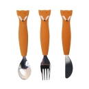 Trixie 96-448 - Kinderbesteck Set aus Silikon 3-teilig - Mr. Fox